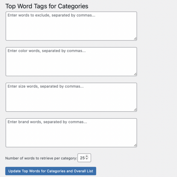 Woo Top Product Word Tags