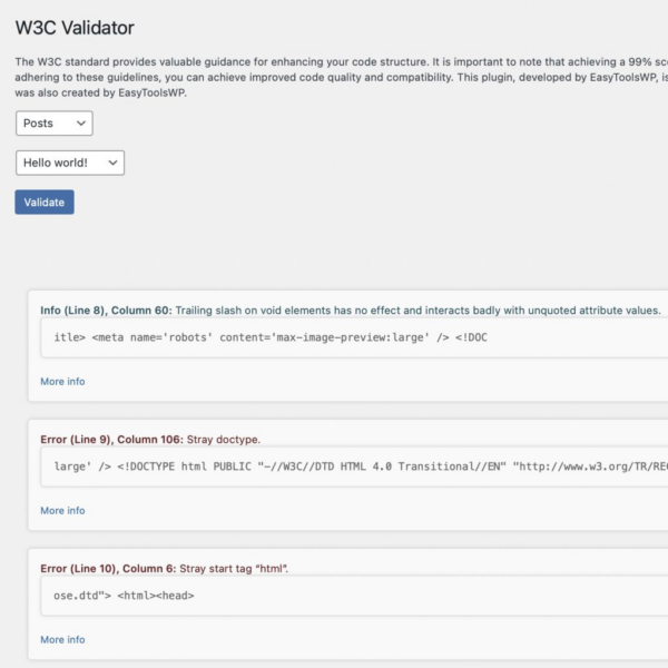 W3C Validator for Wordpress